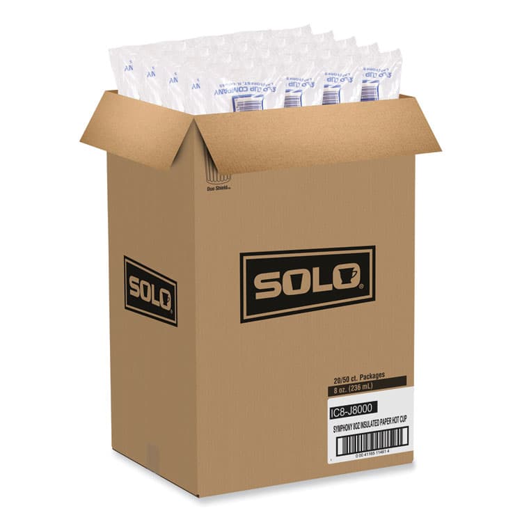 DART Symphony Duo-Shield Paper Hot Cup, 8 oz, White/Beige/Red, 50/Bag, 20 Bags/Carton (SCCIC8SYM) thumbnail 3