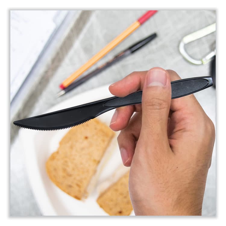 DART Impress Heavyweight Full-Length Polystyrene Cutlery, Knife, Plastic, Black, 1,000/Carton (SCCHSKK) thumbnail 4