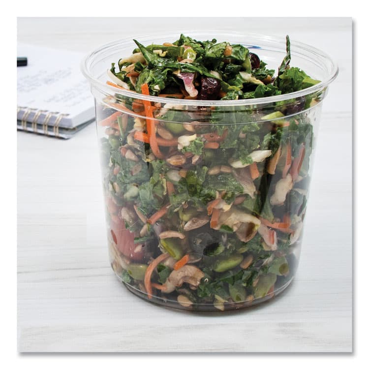 DART Bare Eco-Forward RPET Deli Containers, ProPlanet Seal, 24 oz, 4.61" Diameter x 4.25" h, Clear, Plastic, 500/Carton (SCCDM24R) thumbnail 4