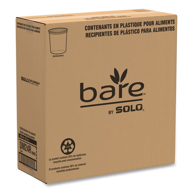 DART Bare Eco-Forward RPET Deli Containers, ProPlanet Seal, 24 oz, 4.61" Diameter x 4.25" h, Clear, Plastic, 500/Carton (SCCDM24R) thumbnail 3