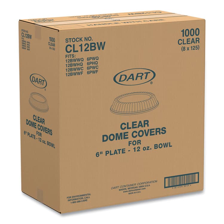 DART Dome Covers, Fit 6" Disposable Plates and 10 oz to 12 oz Disposable Bowls, Clear, Plastic, 1,000/Carton (DCCCL12BW) thumbnail 2