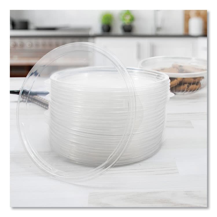 DART PresentaBowls Clear Flat Lids, 7.2" Diameter x 0.4" h, Plastic, 252/Carton (DCCC64BL) thumbnail 4