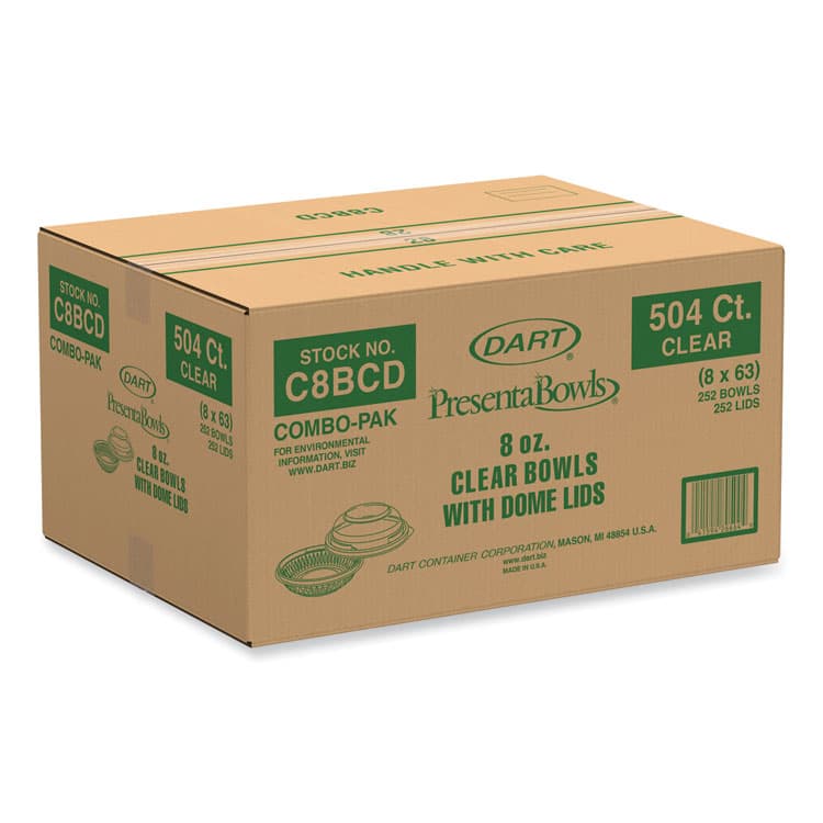 DART PresentaBowls Bowl/Lid Combo-Paks, 8 oz, Clear, Plastic, 63/Pack, 4 Packs/Carton (DCCC8BCD) thumbnail 2