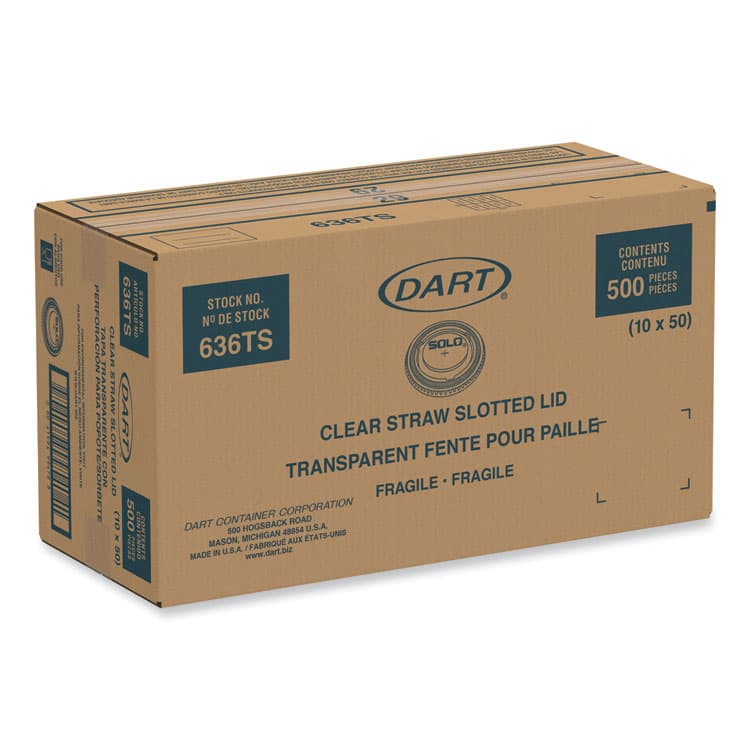 DART Plastic Cold Cup Lids, Fits 32 oz Cold Cups, Plastic, Clear, 500/Carton (DCC636TS) thumbnail 2