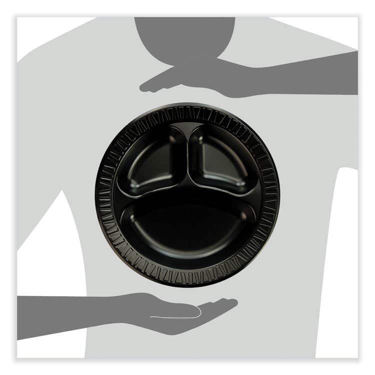 DART Quiet Class Laminated Foam Dinnerware, Plate, 10.25" dia, Black, 125/Pack, 4 Packs/Carton (DCC10CPBQ) thumbnail 4
