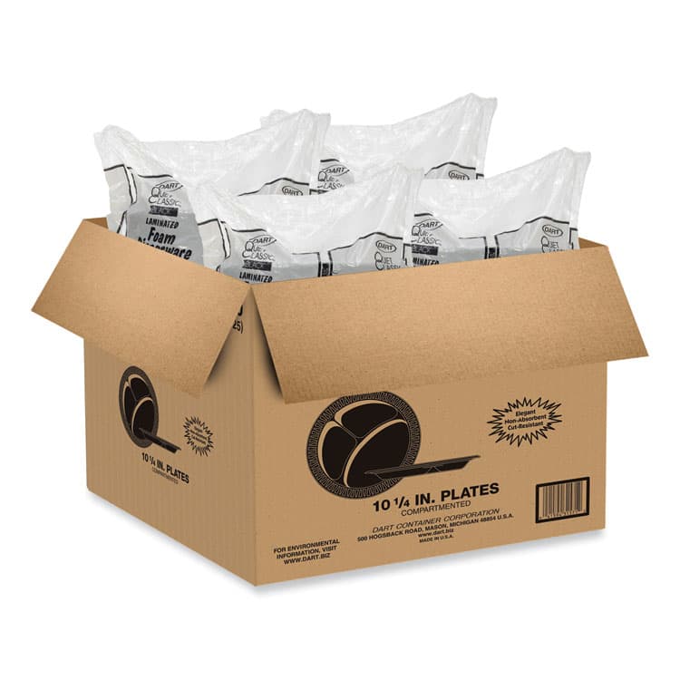 DART Quiet Class Laminated Foam Dinnerware, Plate, 10.25" dia, Black, 125/Pack, 4 Packs/Carton (DCC10CPBQ) thumbnail 3