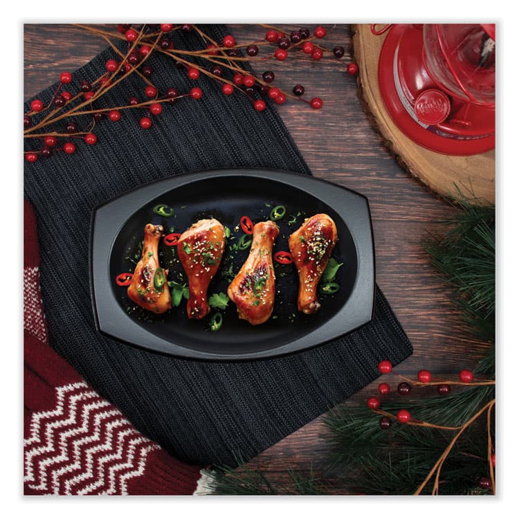 DART Quiet Classic Laminated Foam Dinnerware, Platter, 6.7 x 9.8, Black, 500/Carton (DCC9PRBQR) thumbnail 3