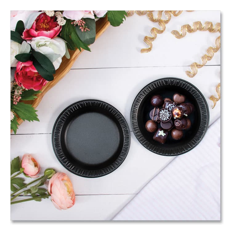 DART Quiet Classic Laminated Foam Dinnerware Plates, 6" dia, Black, 125/Pack, 8 Packs/Carton (DCC6PBQR) thumbnail 4