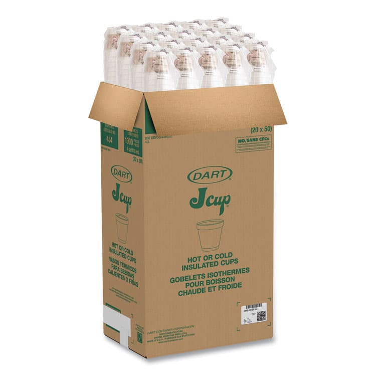 DART ThermoGlaze Insulated Foam Cups Stock Prints, 4 oz, White/Beige/Red, 1,000/Carton (DCC4J4G) thumbnail 4