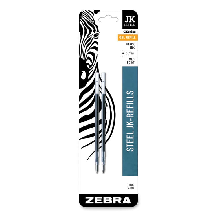 ZEBRA PEN CORP. Refill for Zebra JK G-301 Gel Rollerball Pens, Medium Conical Tip, Black Ink, 2/Pack (ZEB88112)
