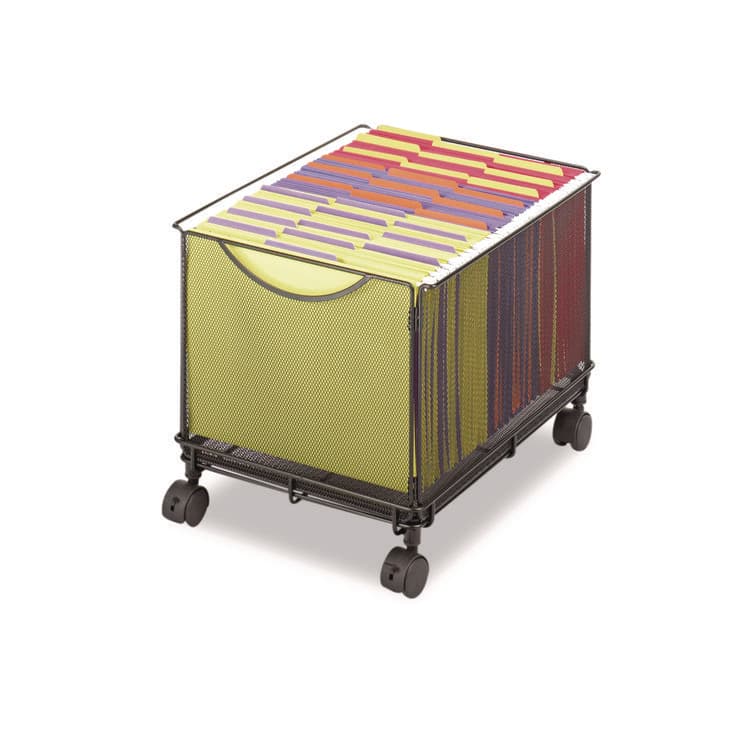 SAFCO PRODUCTS Onyx Mesh Mobile File Cube, Metal, 1 Bin, 13.5" x 16.75" x 13", Black (SAF5211BL)