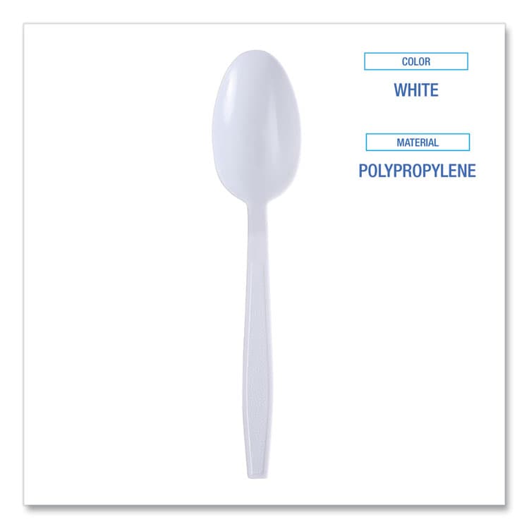 BOARDWALK Heavyweight Wrapped Polypropylene Cutlery, Spoon, Plastic, White, 1,000/Carton (BWKTSHWPPWIW) thumbnail 3