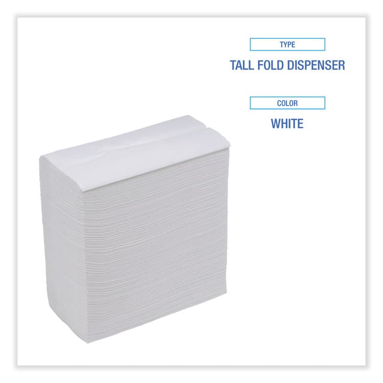 BOARDWALK Tall Fold Dispenser Napkin, 12 x 7, White, 500/Pack, 20 Packs/Carton (BWK8302W) thumbnail 4