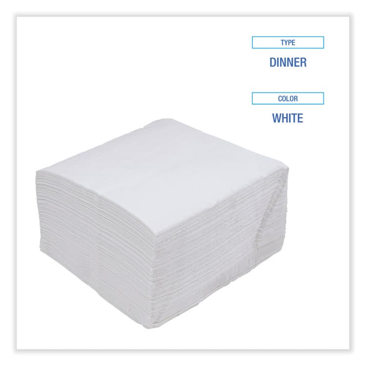 BOARDWALK Dinner Napkin, 1-Ply, 17 x 17, White, 250/Pack, 12 Packs/Carton (BWK8307W) thumbnail 4