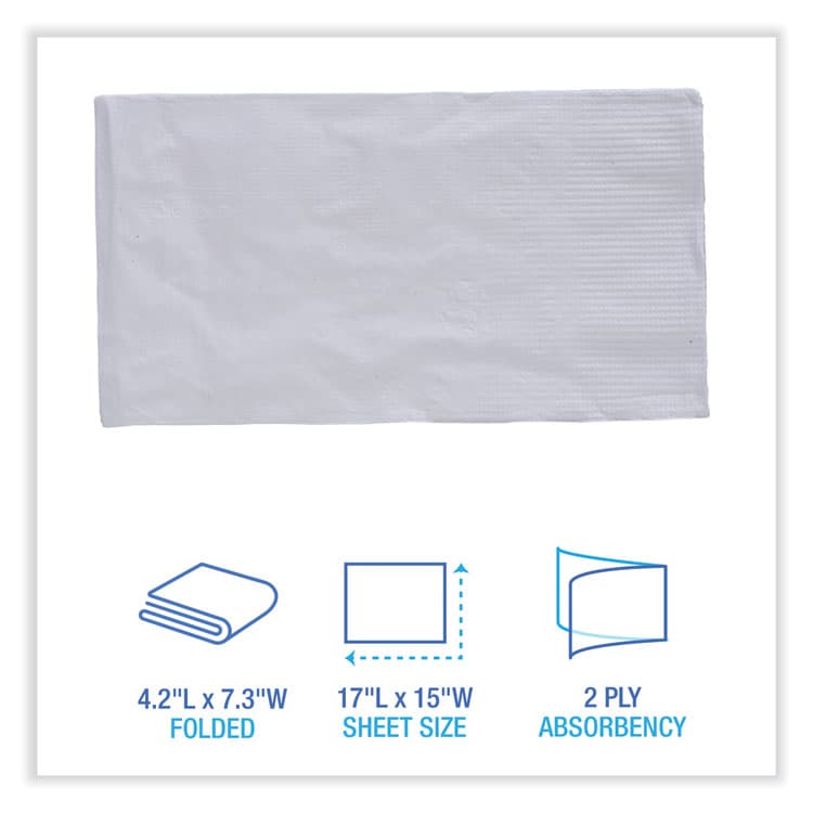 BOARDWALK Dinner Napkin, 2-Ply, 17 x 15, White, 100/Pack, 30 Packs/Carton (BWK8308W) thumbnail 2