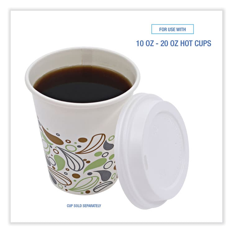 BOARDWALK Deerfield Hot Cup Lids, Fits 10 oz to 20 oz Boardwalk Deerfield Hot Cups, Plastic, White, 50/Pack, 20 Packs/Carton (BWKDEERHLIDW) thumbnail 4