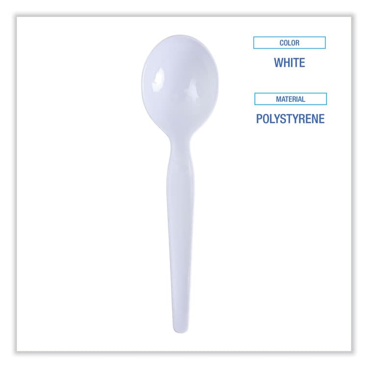 BOARDWALK Heavyweight Polystyrene Cutlery, Soup Spoon, Plastic, White, 1,000/Carton (BWKSOUPHWPSWH) thumbnail 3