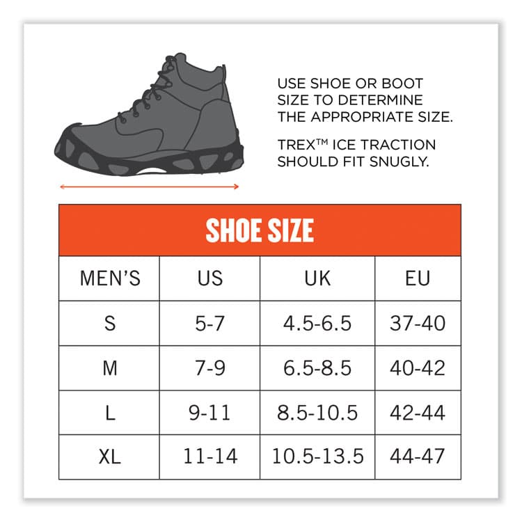 ERGODYNE CORPORATION Trex 6304 One-Piece Step-In Full Coverage Ice Cleats, Small, Black, Pair (EGO16782) thumbnail 2