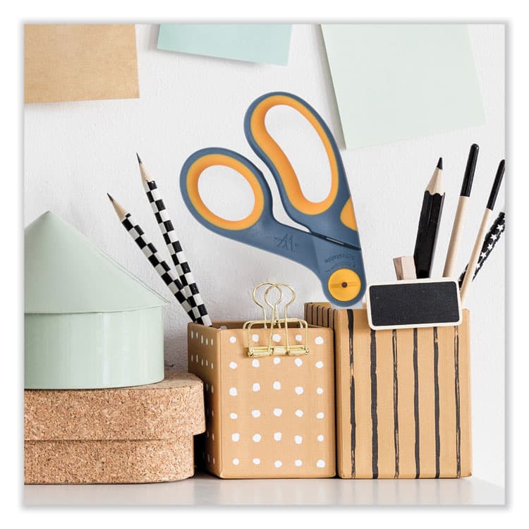 ACME UNITED CORPORATION Non-Stick Titanium Bonded Scissors, 8" Long, 3.25" Cut Length, Crane-Style Gray/Yellow Handle (ACM14850) thumbnail 3