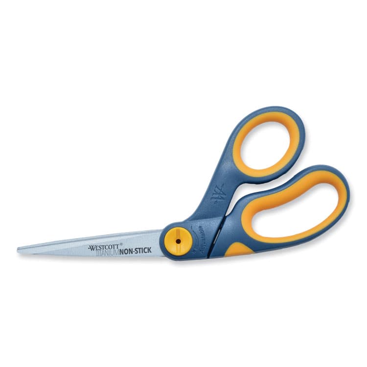 ACME UNITED CORPORATION Non-Stick Titanium Bonded Scissors, 8" Long, 3.25" Cut Length, Crane-Style Gray/Yellow Handle (ACM14850)