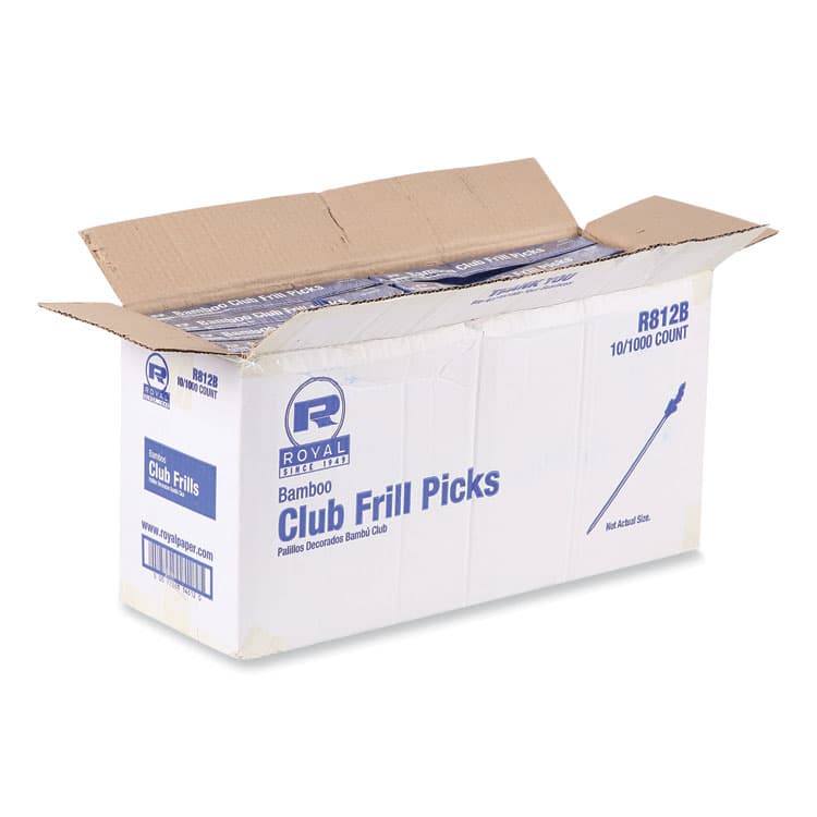 AMERCAREROYAL Cellophane-Frill Wood Picks, 4", Bamboo, Assorted Colors, 10,000/Carton (RPPR812B) thumbnail 4