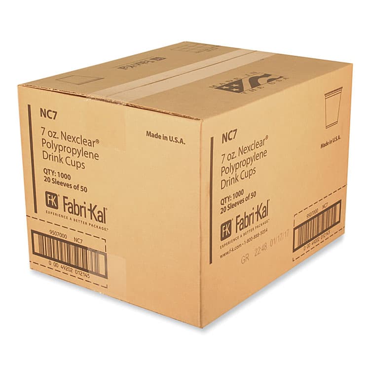 FABRI-KAL Nexclear Polypropylene Drink Cups, 7 oz, Plastic, Clear, 50/Bag, 20 Bags/Carton (FABNC7) thumbnail 2