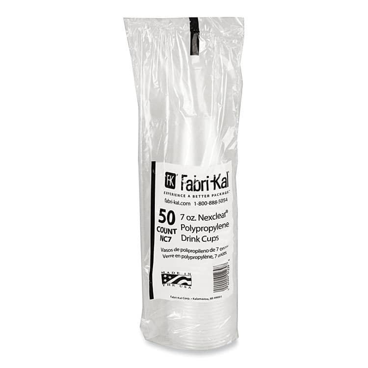 FABRI-KAL Nexclear Polypropylene Drink Cups, 7 oz, Plastic, Clear, 50/Bag, 20 Bags/Carton (FABNC7) thumbnail 4