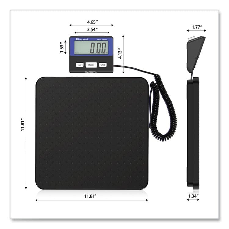 SALTER BRECKNELL PS150 Slimline Portable Bench Scale, 150 lbs/70 kg Capacity, 11.8 x 11.8 x 1.34 Platform, Black (SBWPS150SL) thumbnail 3