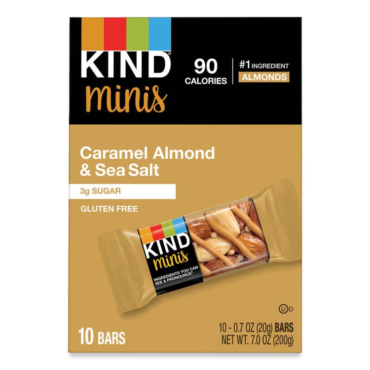 KIND LLC Minis, Caramel Almond Nuts/Sea Salt, 0.7 oz, 10/Pack (KND27960)