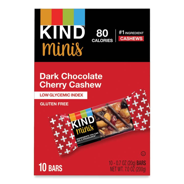 KIND LLC Minis, Dark Chocolate Cherry Cashew, 0.7 oz, 10/Pack (KND27962)