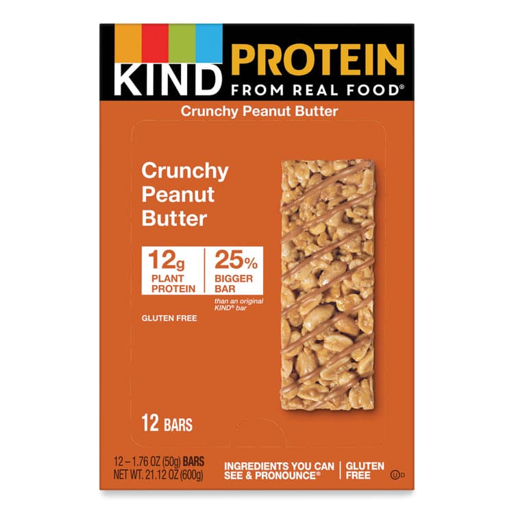 KIND LLC Protein Bars, Crunchy Peanut Butter, 1.76 oz, 12/Pack (KND26026)