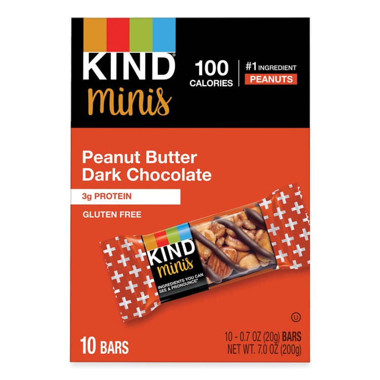 KIND LLC Minis, Peanut Butter Dark Chocolate, 0.7 oz, 10/Pack (KND27961)