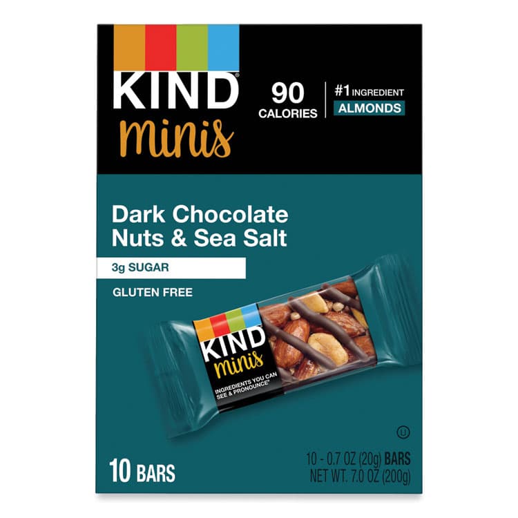 KIND LLC Minis, Dark Chocolate Nuts/Sea Salt, 0.7 oz, 10/Pack (KND27959)