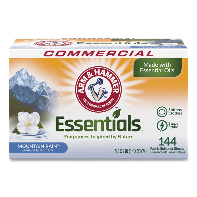 CHURCH & DWIGHT CO., Essentials Dryer Sheets, Mountain Rain, 144 Sheets/Box (CDC3320000102BX)