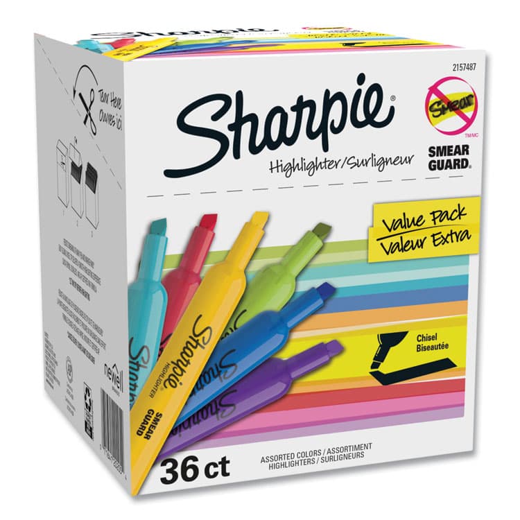 SANFORD Tank Style Highlighters, Assorted Ink Colors, Chisel Tip, Assorted Barrel Colors, 36/Pack (SAN2157487)