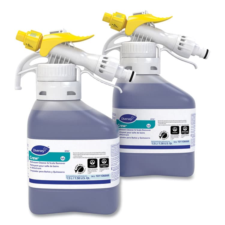 DIVERSEY Crew Bathroom Cleaner and Scale Remover, Liquid, 1.5 L Bottle, 2/Carton (DVO101106666) thumbnail 2