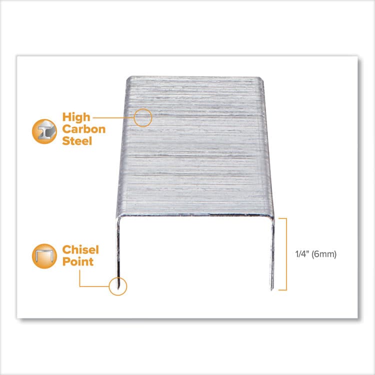 STANLEY BOSTITCH Standard Staples, 0.25" Leg, 0.5" Crown, Steel, 5,000/Box (BOSSBS1914CP) thumbnail 2