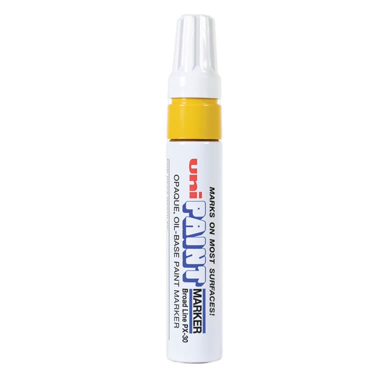 UNI Permanent Marker, Broad Chisel Tip, Yellow (UBC63735)