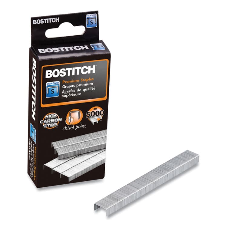 STANLEY BOSTITCH Standard Staples, 0.25" Leg, 0.5" Crown, Steel, 5,000/Box (BOSSBS1914CP)