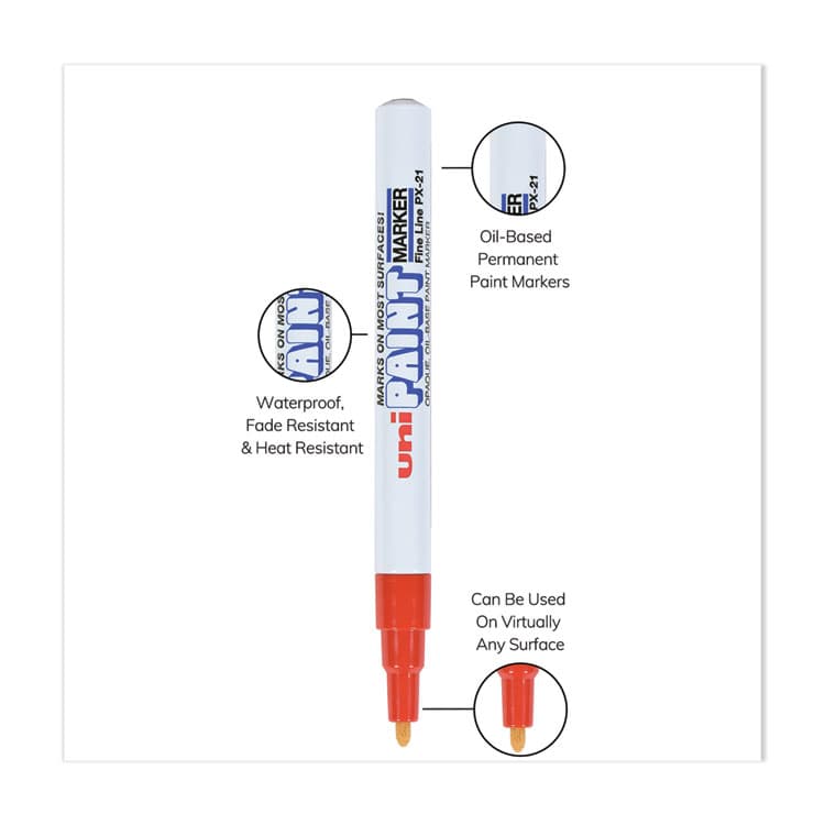 UNI Permanent Marker, Fine Bullet Tip, Red (UBC63702) thumbnail 4