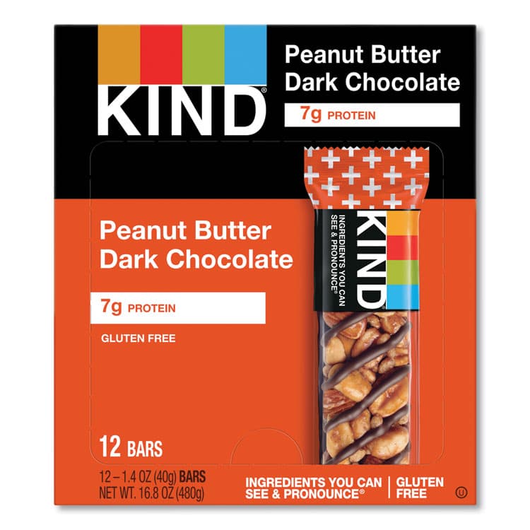 KIND LLC Plus Nutrition Boost Bar, Peanut Butter Dark Chocolate/Protein, 1.4 oz, 12/Box (KND17256)