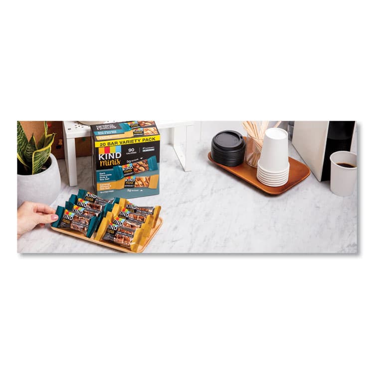 KIND LLC Minis, Dark Chocolate Nuts and Sea Salt/Caramel Almond and Sea Salt, 0.7 oz, 20/Pack (KND27964) thumbnail 3