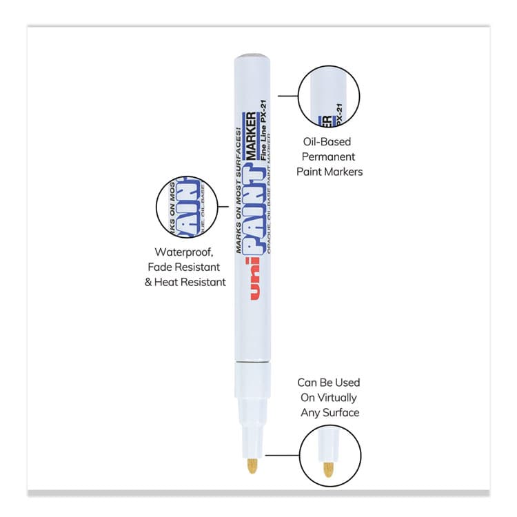UNI Permanent Marker, Fine Bullet Tip, White (UBC63713) thumbnail 2