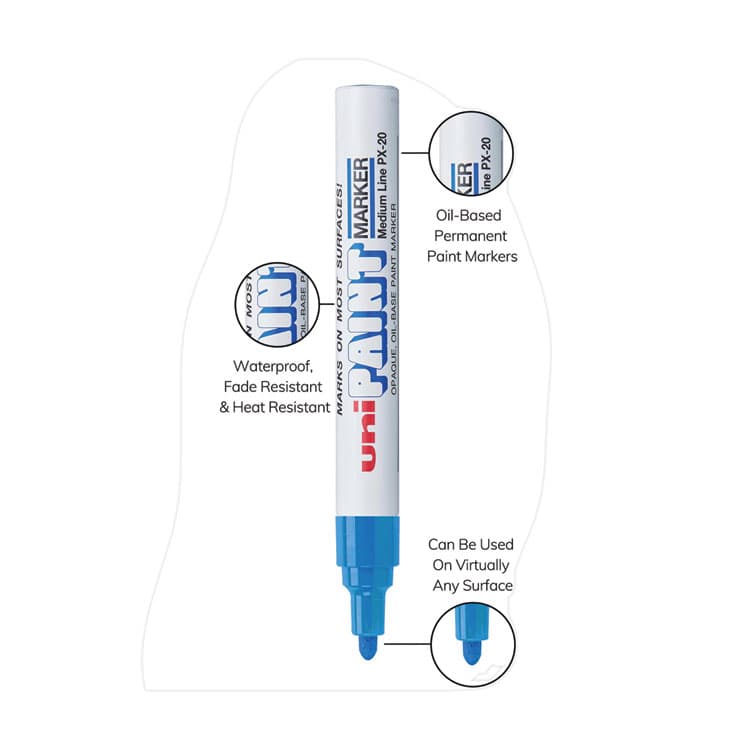 UNI Permanent Marker, Medium Bullet Tip, Blue (UBC63603) thumbnail 2