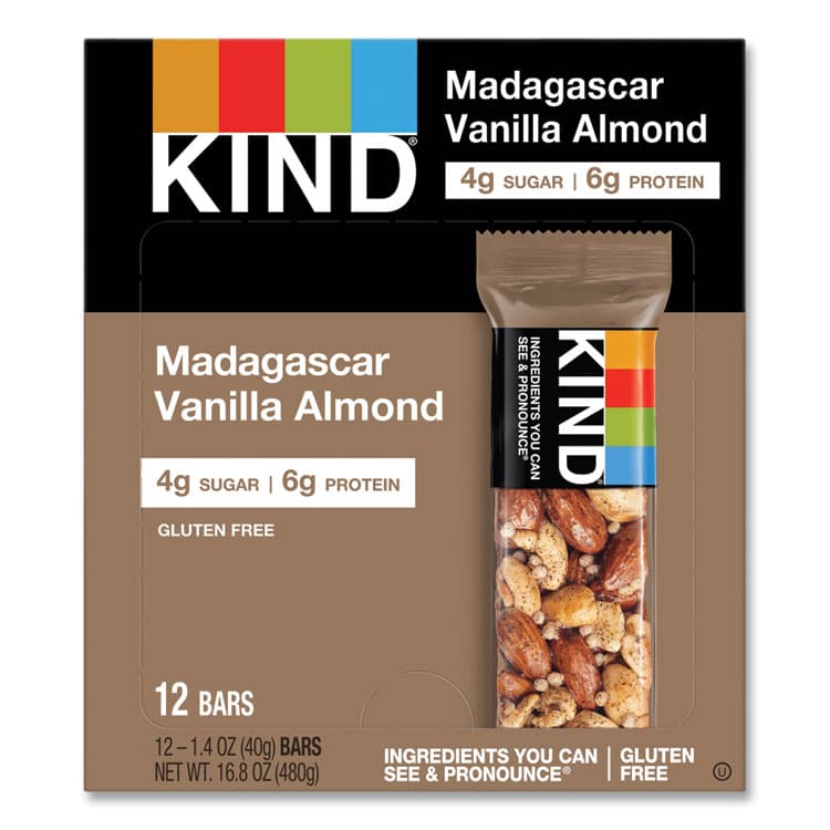 KIND LLC Nuts and Spices Bar, Madagascar Vanilla Almond, 1.4 oz, 12/Box (KND17850)