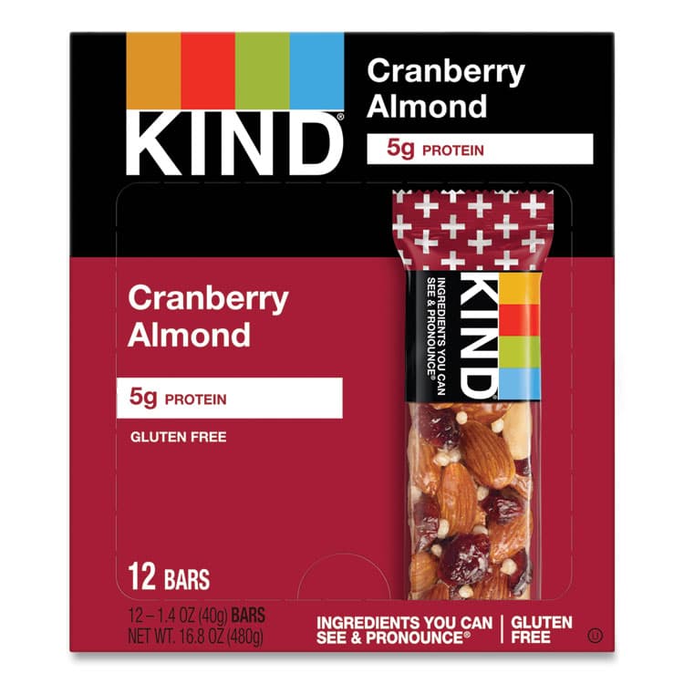 KIND LLC Plus Nutrition Boost Bar, Cranberry Almond and Antioxidants, 1.4 oz, 12/Box (KND17211)