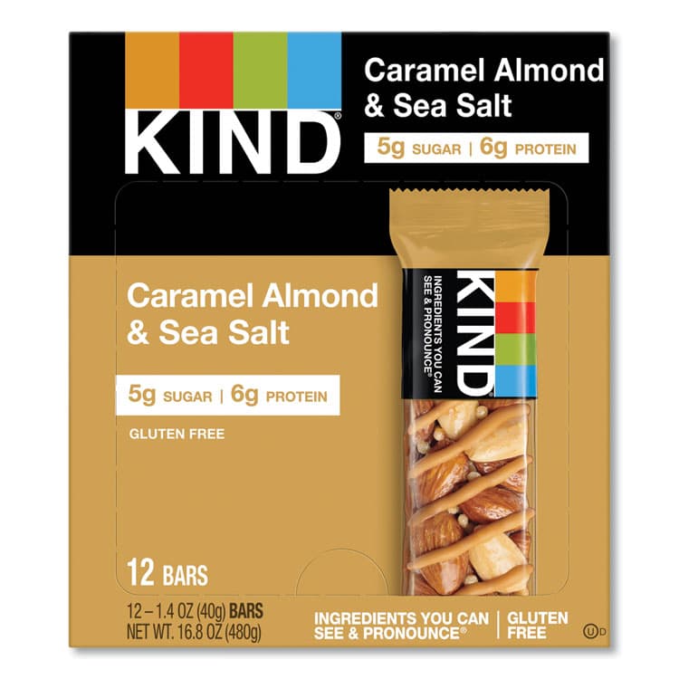 KIND LLC Nuts and Spices Bar, Caramel Almond and Sea Salt, 1.4 oz Bar, 12/Box (KND18533)