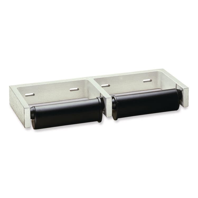 BOBRICK WASHROOM ClassicSeries Toilet Tissue Dispenser for Two Rolls, Controlled Delivery, 12.5 x 4 86 x 1.5, Black/Aluminum (BOB274)