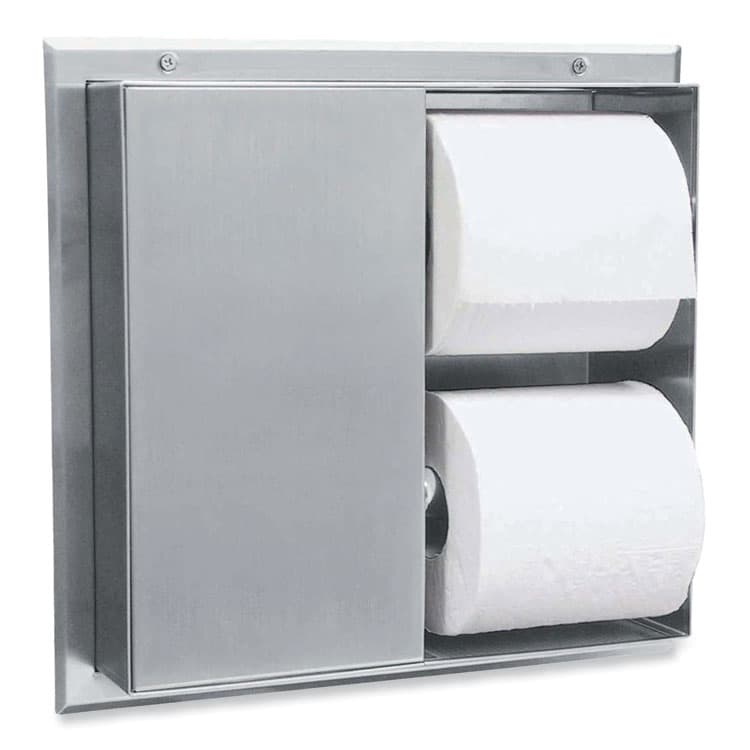 BOBRICK WASHROOM Partition-Mounted Multi-Roll Toilet Tissue Dispenser, 13.25 x 4 x 12.56, Stainless Steel (BOB386) thumbnail 2