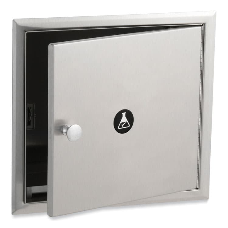 BOBRICK WASHROOM Recessed Specimen Pass-Thru Cabinet, 12.75w x 6d x 12.06h, Stainless Steel/Black (BOB505) thumbnail 2
